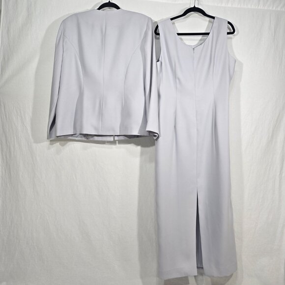 R & M RICHARDS Mother of The Bride Officecore Gray SET-2 Dress/Jacket Size 18. - Picture 3 of 17